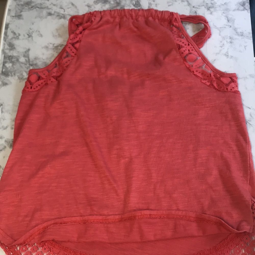 Hint of Mint Boho Chic Lace Henley Tank Medium Coquette Feminine Beachy - Picture 5 of 5